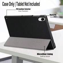 Case For Galaxy Tab S11 11 Inch 2025, Auto Sleep/Wake,Leather Protective Cover With Smart Function, Scratch & Impact Resistance, Lightweight - Black - View 2