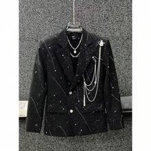 Metal Chain Starry Sky Jacket For Men's Ins, High-End Feel, Cool And Fashionable Shoulder Pads, Fashionable Clothing, Suit Jacket - Black - View 4