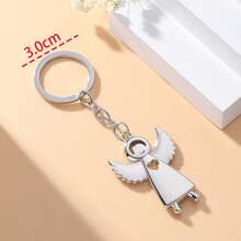 1pc Unisex Minimalist Elegant Metal Angel Girl Keychain, Versatile Metal Pendant Gift For Couples, Friends, Alloy Keyring - Silver - View 4