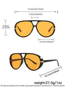 1PCWomen's Double-Bridge Frame Aviator Fashion Glasses, Featuring Tinted Lenses And Oversized Frames For A , Fashionable Look. Perfectly Suited For Festive Occasions, Parties, And Outdoor Activities - 透明茶架和茶葉 - 查看 4