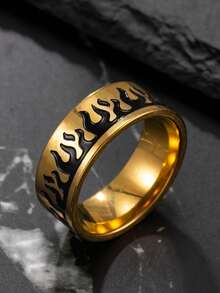 1pc Red Flame Ring, Men's Stainless Steel Fashion Personalized Accessory, Burning Fighting Spirit, Suitable For Daily Wear, Holiday Gift, Christmas & New Year Gift, Boyfriend Gift - Flame Ring - View 11