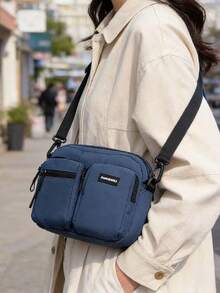 Bolso cruzado de mujer de nailon con múltiples bolsillos - Bolso de hombro mini casual con correa ajustable, adecuado para el uso diario, viajes y estilo callejero - Azul - Ver 3