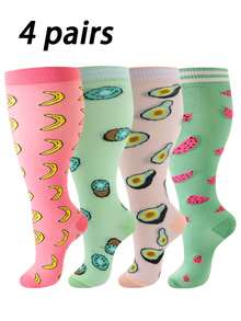 bropite 1/2/4双装加大码新款花卉图案压缩袜，男女通用，尼龙涤纶混纺针织面料，适合健身房、健身、室内/室外跑步、休闲、工作、长途旅行，也适用于篮球、足球、排球、羽毛球、滑冰、滑雪、体操、瑜伽等运动，可作为健身礼物赠送给亲朋好友。 - 彩色 - 查看 28