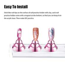 2 Sets Pink Nail Stand Press On Nails Display, Magnetic Nails Holder Painting Nails Practices, Beginner Acrylic Nail Art Kit Accessories, Nail Salon Equipment And Decor - 2套粉色指甲架 - 查看 6
