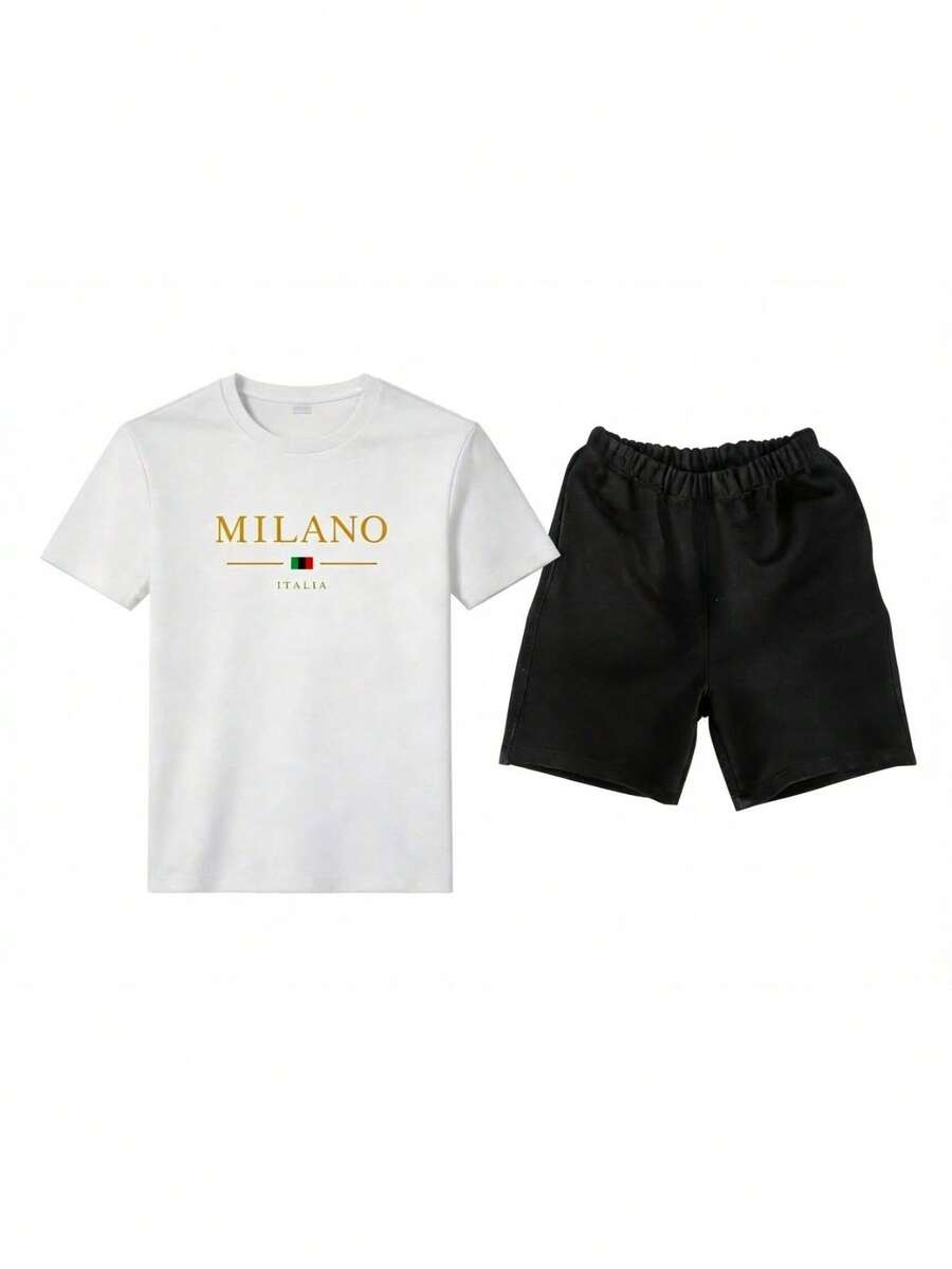 Men T-Shirt Co-Ords - 白色2 - 查看 1