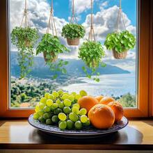 1件 30x60cm 掛式植物玻璃貼紙，精緻手繪綠色植物造型，清新綠色，營造自然居家氛圍 - 多色 - 查看 1