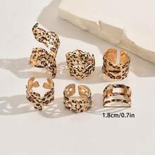 6pcs Fashionable Elegant Sexy Leopard Print Open Ring Set, Suitable For Women's Daily Matching - Multicolor - View 5