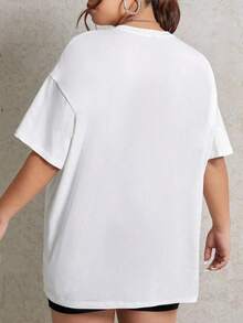 Camisetas de Verano Oversized para Mujer, Camisetas Gráficas para Mujer, Camisetas de Color Sólido Casuales para Mujer, Camisetas Estampadas de Cuello Redondo de Talla Grande, Adecuadas para el Hogar, Deportes y Compras, Suaves y Cómodas, Adecuadas para Usar en Primavera y Verano, Camisetas para Mujer, Regalos para Mujer. - Blanco - Ver 4