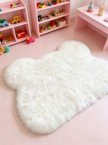 1pc White Teddy Bear Plush Floor Mat, Cute Gaming Rug, Decorative Carpet, Bedroom Decor, Small Rug, Carpet, Home Decor, Outdoor Rug, Washable Rug, Graduation/Mother's Day Gift - White - View 3