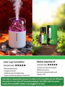1 件火山造型超声波冷雾加湿器，带夜灯 - USB 桌面香薰机，便携式 - 电动空气净化器，多种香型选择，5 种香氛模式，酒店香氛机，带氛围灯，适用于卧室/汽车/浴室/办公室/房间装饰，香薰机/空气净化器/除臭器/加湿器/精油扩散器（推荐作为情人节或其他节日礼物） - 彩色 - 查看 21
