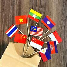 OBOVAY 100pcs Mini National Flag Toothpicks, 50+ Countries World Cup Sports Food Picks, Small Wooden Flag Decor, Suitable For Paper Cups, Appetizers, Beverages And Party Decorations, Patriotic National Day Parades And Sports Fans Supplies, Applicable For Global Events, Travel And International Theme Parties - Multicolor - View 9
