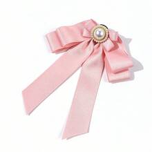 1件女士简约时尚优雅纯色双层蝴蝶结仿珍珠配饰领结，适合搭配衬衫，出席重要场合、晚宴、派对等各种场合，也是送给闺蜜、毕业典礼、迪斯科舞会的理想礼物。 - 彩色 - 查看 8