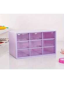 9-Grid Drawer Style Storage Box, Student Dorm Anti-Dust Makeup Jewelry Organizer - Multicolor - View 13