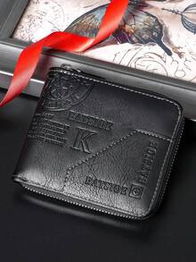 Cartera corta con cremallera para hombre, diseño vintage en relieve, múltiples ranuras para tarjetas, cartera casual y duradera - Multicolor - Ver 10