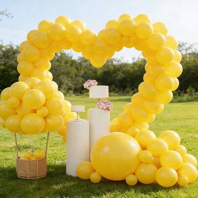 132 Yellow Balloons, Glitter Balloons, Balloon Arch Set, Festive Latex Balloons-Perfect For Birthdays, Parties, Christmas, And Weddings. Mix And Match Colors Freely To Decorate With Balloons.