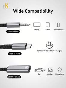 D8 USB-C 轉 3.5mm 耳機與充電轉接頭，2 合 1 USB-C 轉 AUX 音訊介面，附 PD 60W 快充轉接線，相容 17/16/16 Pro/16 Pro Max/15/15 Pro/15 Pro Max/15 Plus、Pro、Air 5、Air、Galaxy S23/S22+、Galaxy S10、S9、S8 Plus、Note 9、Note 8、Note A11、Note A20、Note A51、Note G6、Note G7、Note V30、Note V35、Moto Z2 等 - TC-0428黑色 - 查看 9