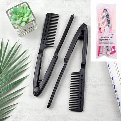 V-Shaped Hair Straightening Comb, Clip-On Comb, For Arranging And Trimming Hairstyles, Styling Comb, Plastic Detangling Styling Comb
