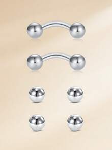 CIZME Khuyên xỏ lông mày 16G bằng thép không gỉ 316L, khuyên cong dạng tạ nhỏ, khuyên môi dọc, khuyên xỏ môi dạng labret kèm bi thay thế, khuyên xỏ tai dạng rook, helix, conch, daith dành cho nam và nữ, 16g 8mm/10mm - Bạc - Xem 5