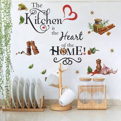 Hình dán tường chủ đề "Nhà bếp là trái tim của ngôi nhà" dành cho phòng ăn, nhà hàng.
