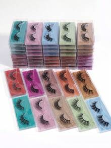 MAANGE 50/2 Pairs High Quality Faux Mink Eyelashes, Individually Packaged, Mixed Styles, Boxed, Natural Criss-Cross Thick Lashes, Cat Eye Lashes, Faux Mink Lashes, Criss-Cross Long Lashes, Thick Curly Lashes, Suitable For Parties, Cartoon Style Lashes, Natural Thin Curly Lashes, Enlarging Eyes, Travel Essential. Wedding, Party, Women's Gift, Date Gift (For Female), Girlfriend, Wife, Mother, Birthday Gift, Party Gift - Black - View 3