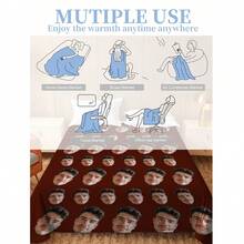 Personalized Photo Blanket, Customized Face Photo, Suitable For Valentine's Day, Mother's Day, Father's Day, Christmas, And Birthday Occasions. Humorous Gift Choice - Multicolor - View 8