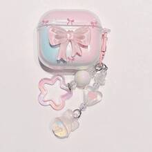 Hộp đựng tai nghe hình hoa tulip nơ thanh lịch kèm mặt dây chuyền, tương thích với Apple Pro/Thế hệ thứ 2, ốp bảo vệ tai nghe Pro 3, thiết kế tối giản dành cho nữ, hộp đựng 4 tai nghe. - Nhiều màu - Xem 3