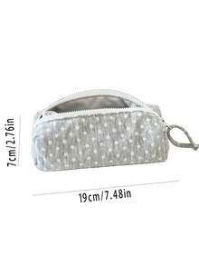 1Pc Simple Temperament Cute Polka Dot Large Capacity Multifunctional PPencil Case Makeup Bag Zipper Fresh Fabric Student Pencil Case Storage Bag - Multicolor - View 7