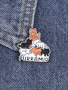 1枚可爱猫咪珐琅胸针 - 趣味叠叠猫胸针，可作自我关爱徽章、金属胸针、时尚翻领徽章、背包、衣服、珠宝包别针，毕业礼物佳品 - 彩色 - 查看 3