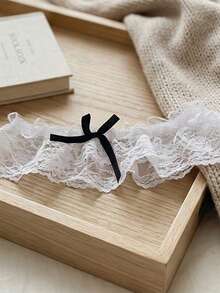 Bestselling Bridal Sexy Garter Leg Strap, White Lace Floral Bow Design - White - View 4