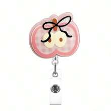 1pc Cartoon Fruit Retractable Badge Reel, Apple Shaped ID Card Holder - Cartoon - View 4