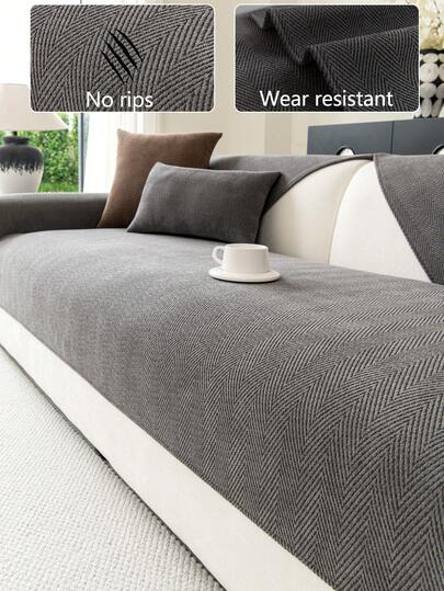 1件舒适雪尼尔沙发垫套，四季通用现代简约防滑沙发座垫，防尘易清洁，时尚柔软不褪色，宠物友好，适用于卧室、办公室、客厅、L型沙发以及1/2/3/4座沙发。