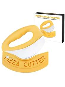 Premium Pizza Cutter Food Chopper With Protective Cover Blade Pizza Knife Pizza Cutter Rocker, Perfect Kitchen Gadgets For Pizza Cutting Home Essentials, Pizza, Cheesecake And Desserts Are Essential For Outdoor Activities And Parties. - Yellow - View 12
