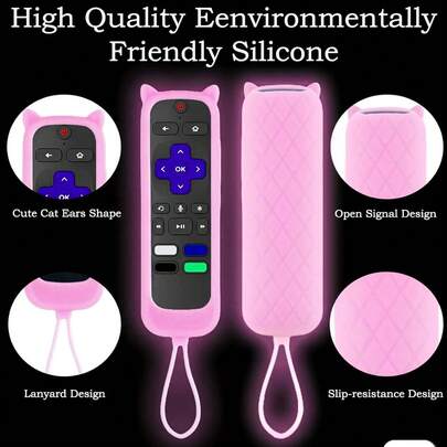 Cute Cat Ear Shaped Universal Silicone Remote Control Protective Case, Luminous Cat Ear Remote Control Protective Case, Anti-Drop Protection