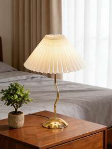 1个USB供电金色台灯，现代复古创意优雅简约装饰灯，适用于卧室床头柜、房间书桌。 - 金色 - 查看 1