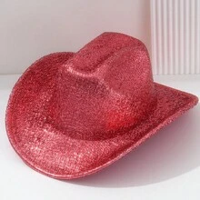 1PC Men's And Women's Unisex Rhinestone Tassel Distressed Shiny Cowboy Hat, Novelty Fun Punk Style Wide Brim Hat Bridesmaid Hat Bride Hat Gift Hat Cowgirl Hat, Suitable For Parties, Western Themed Events, Gatherings, Engagement Parties, Cosplay, Graduation Ceremonies, Masquerade Balls, Festivals, Weddings, Birthday Celebrations, Music Festivals, Coming-Of-Age Ceremonies - Solid Color - View 7