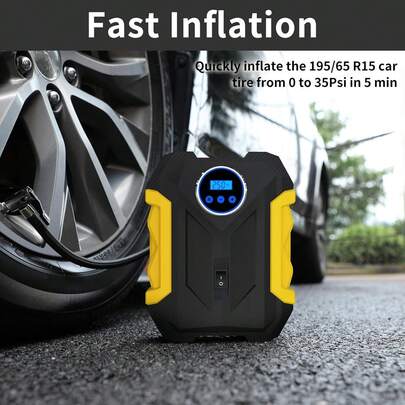 Inflador de neumáticos portátil para automóvil Carsun, compresor de aire con cable de 150 PSI con luz LED, apagado automático, inflado rápido para automóvil, bicicleta, motocicleta, balones y talla grande