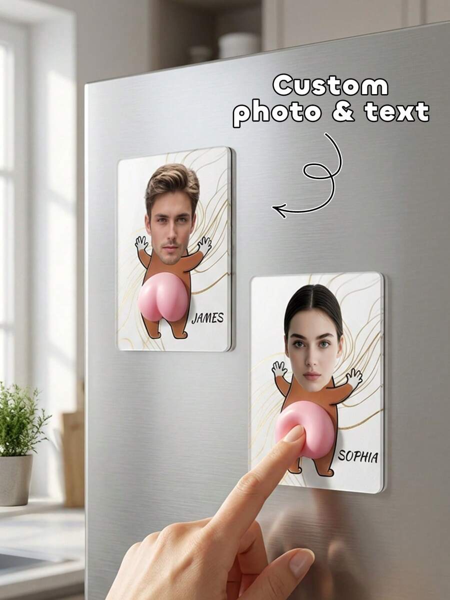 1 chiếc nam châm tủ lạnh hình mông 3D ngộ nghĩnh in ảnh theo yêu cầu, nhãn dán tủ lạnh độc đáo cá nhân hóa, quà tặng hài hước cho các cặp đôi và bạn bè. - Nhiều màu - Xem 1