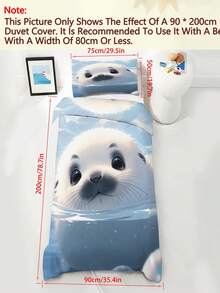 2/3PCS Cute Baby Seal Kids Bedding Set, 3D Underwater Print Duvet Cover With Pillowcases, Soft Microfiber Ocean Animal Bed Set For Kids Teen Boys Girls All Seasons 135x200cm - Multicolor - View 9
