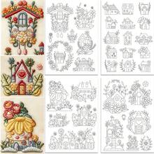Cartoon House Water-Soluble Embroidery Stabilizer Sticker, Pre-Printed Plant Pattern, Clothing Embroidery Transfer Sticker - A - View 12