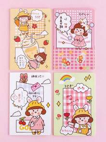 4-Piece Set/Set Cute Cartoon A5 Spiral Notebook, 30 Sheets/Booklet, Student Study Stationery, Random Pattern - Rectangle - View 5