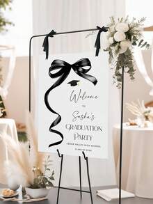 1 pieza Póster de graduación personalizado, Cartel de bienvenida a la fiesta de graduación con lazo negro (Bienvenidos graduados 2026), Póster de bienvenida, Símbolo de graduación de moda, Póster de graduación minimalista, Decoración de graduación - Multicolor - Ver 3