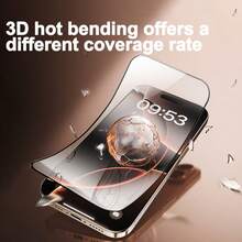 自动防尘钢化玻璃屏幕保护膜，兼容苹果 17 Pro Max/17 Pro/17/16/15/14/13/12/11，高清全屏防指纹防爆手机保护膜 - 防窺 - 查看 2