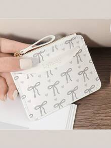 1PC Ins Style Zipper Women's Card Bag Pink Heart-Shaped Bow Card Storage Case Lightweight Daily Card Holder - Multicolor - View 16