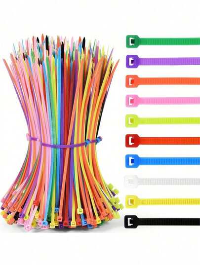 100 chiếc dây buộc cáp nylon hai màu, dây buộc nylon nhiều màu sắc, dây đai nhựa chất lượng cao, dây buộc nylon trắng tự khóa, thích hợp sử dụng trong nhà và ngoài trời.