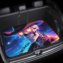 1 pieza Alfombra extra gruesa para maletero de coche con estampado de calavera, revestimiento impermeable y a prueba de polvo, fácil de limpiar, adecuado para SUV, sedán, camioneta, protege eficazmente el maletero - 100 cm x 75 cm - Ver 7