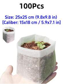 100 túi ươm cây bằng vải không dệt, túi thoáng khí giúp cây phát triển, thích hợp cho vườn nhà, túi chuyển đất trồng rau và hoa, vật tư làm vườn chuyên nghiệp để ươm giống hạt giống. - Nhiều màu - Xem 12