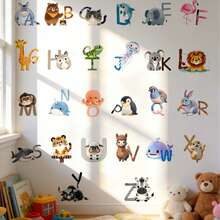 26pcs Cartoon Animal Alphabet Wall Stickers, Self-Adhesive Decor For Kids Room, Early Education Center - Multicolor - View 6