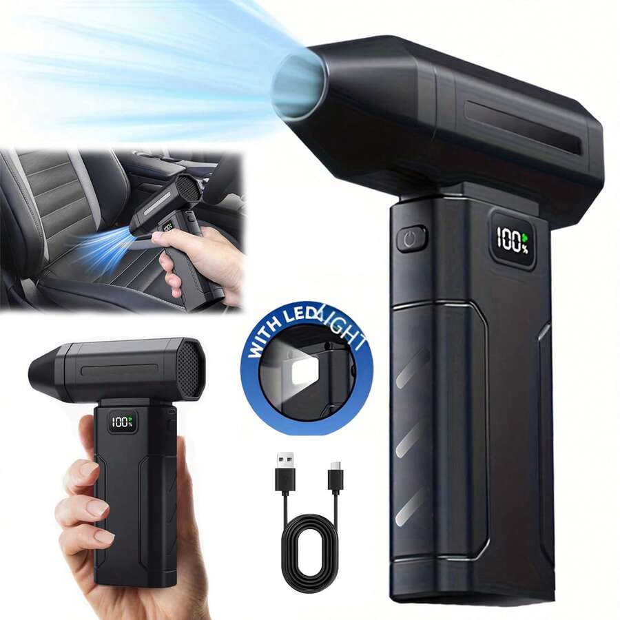 Quạt mini Turbo, Quạt thổi khí điện mạnh mẽ, Động cơ không chổi than, Quạt phản lực Turbo, Quạt làm mát điều chỉnh 5 tốc độ, Máy thổi bụi cầm tay, Sạc USB, Thích hợp cho ô tô và nhà để xe.