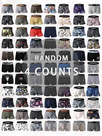 4pcs/Set Breathable High Elasticity Briefs, Comfortable Boxer Shorts, Casual Underwear, Assorted Solid Colors, Made Of Polyester & Milk Silk, Plus Size