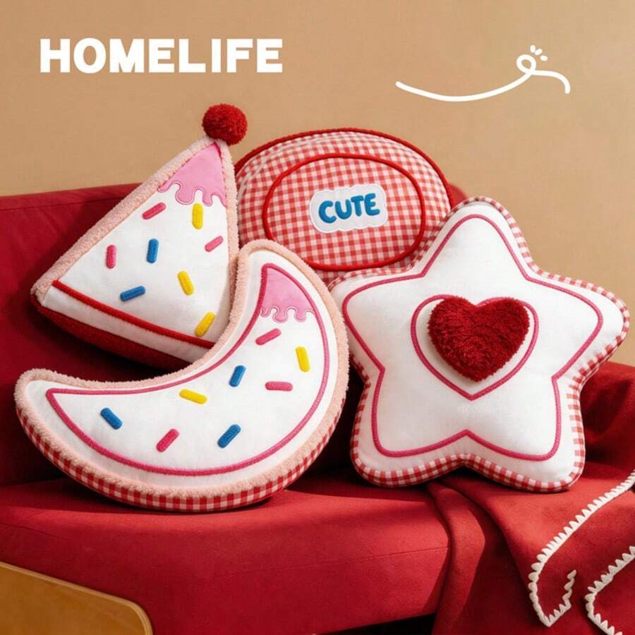 Gối nhồi bông hình bánh ngọt dễ thương, hình bánh trung thu, ngôi sao, lưới tình yêu, gối hình trái tim cho bé gái, trang trí nhà cửa, phòng ngủ.